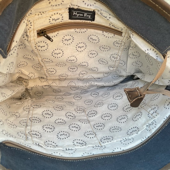 NWT Genuine Leather and Upcycled Canvas Tote - Picture 2 of 4